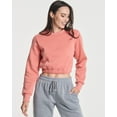 thumbnail image 2 of Real Essentials 3 Pack: Women's Fleece Cropped Sweatshirt - Long Sleeve Crew Neck Crop Top (Available in Plus Size), 2 of 6