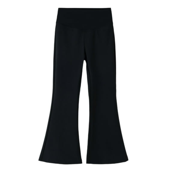 IFNWSV Girls High Waist Flared Pants Kids Sports Long Trousers Solid Color Stretch Nylon Spandex Leggings Black 10 Years