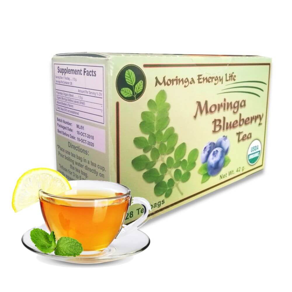 MORINGA TEA 28 Organic tea bags. USDA Organic Moringa Blueberry Tea