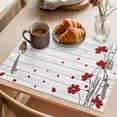 thumbnail image 3 of Red Flowers Placemats Set of 4, Spring Floral Petals Scratching Edges Wood Grain Non-Slip Place Mats Washable Table Mats for Kitchen Dining Table Decorations Indoor/Outdoor, 3 of 9