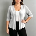 thumbnail image 2 of fatyb Womens Plus Size Cardigan Half Sleeve Lightweight Jacket Open Front Summer Casual Loose Cover Up, 2 of 7