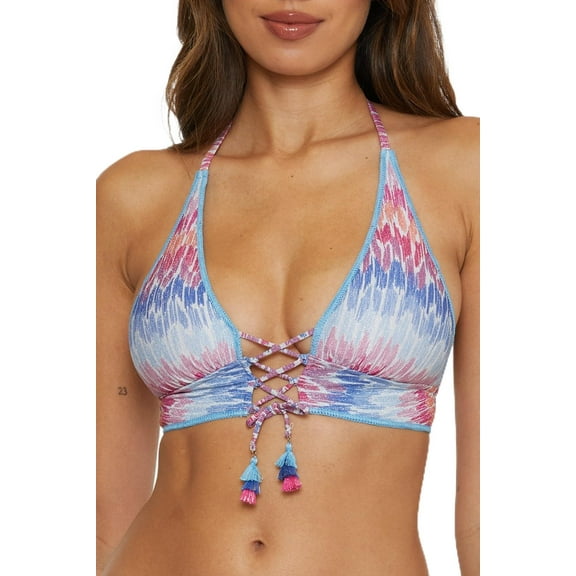 Becca by Rebecca Virtue Women's Standard Joshua Tree Halter Bikini Top, Adjustable, Tie Back, Swimwear Separates, Multicolor
