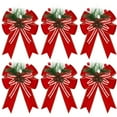 thumbnail image 5 of 6 Pack Christmas Tree Bows and Ribbon Decorations,Christmas Buffalo Checkered Bow Checkered Ribbon Bows for Gift Wrapping,Christmas Ornaments Tree Wreath Decoration Indoor Outdoor,Red Golden, 5 of 6