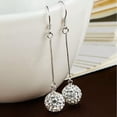 thumbnail image 2 of GKNET 925 Silver 10mm Crystal Ball Dangle Drop Long Earrings Women Jewelry, 2 of 3