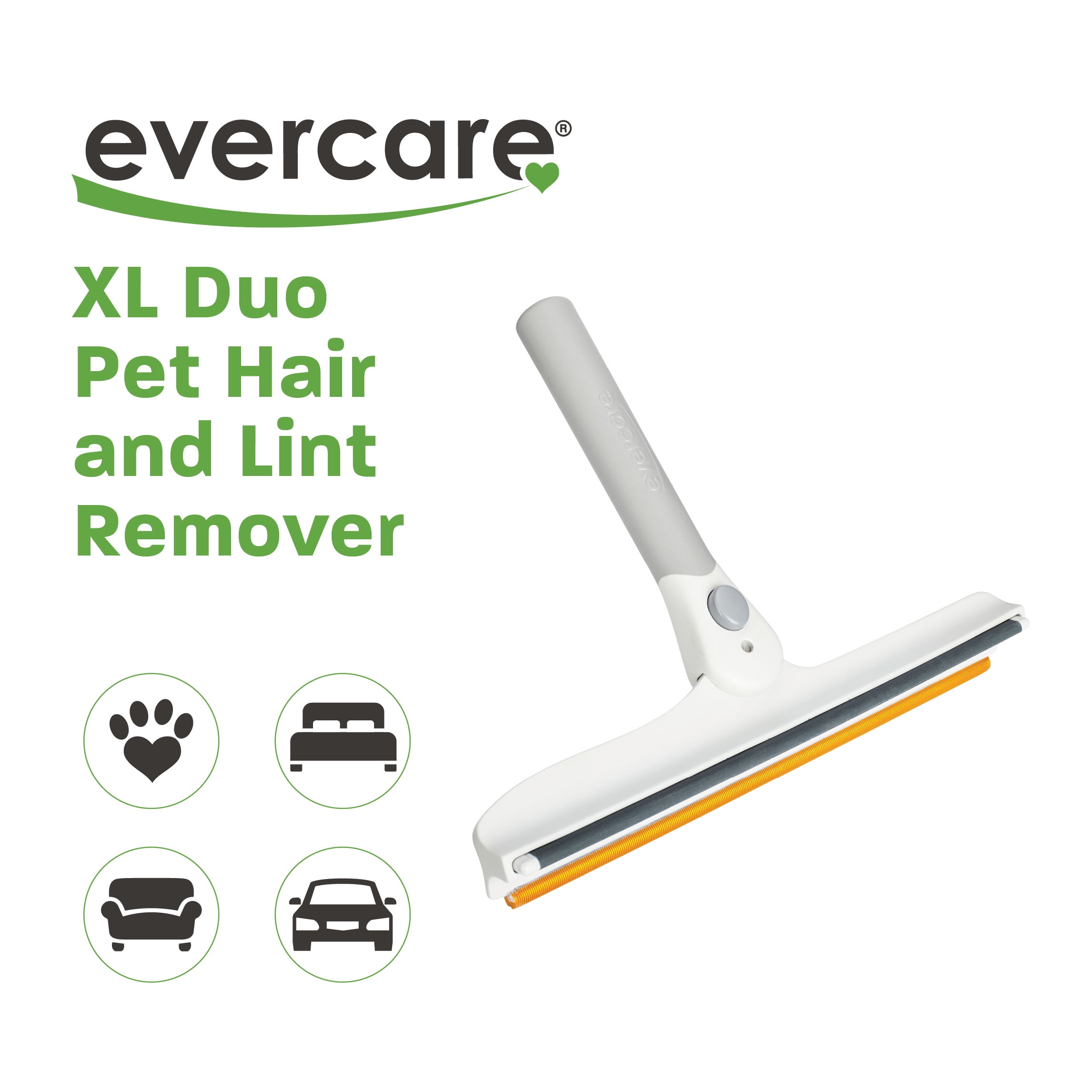 Evercare XL Duo Pet Hair Lint and Remover Tool – Resuable, Dual-Sided Metal & Delicate Comb, Rotating Handle, Furniture, Carpet, Bedding
