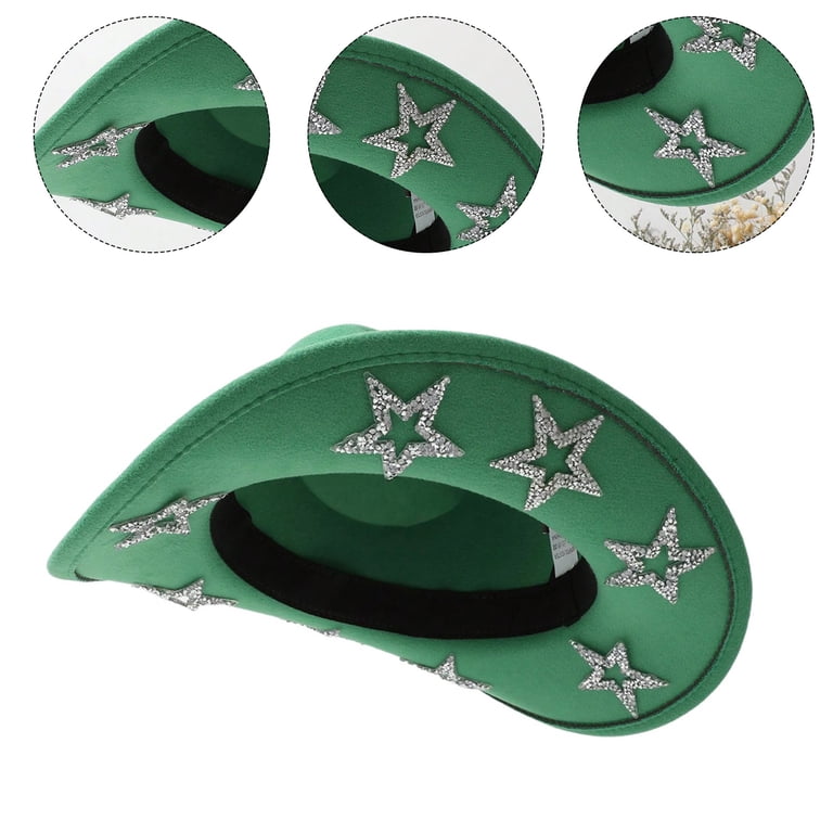 Western Cowboy Hat Roll Brims Hat Sequined Five Pointed Star  display picture 3
