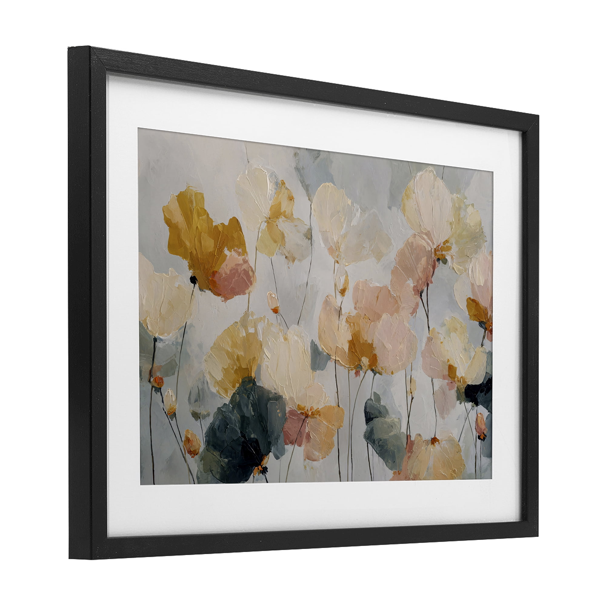 Stupell Industries Abstract Brushed Petals Black Framed Print Under Glass, design by Jacky Ngan