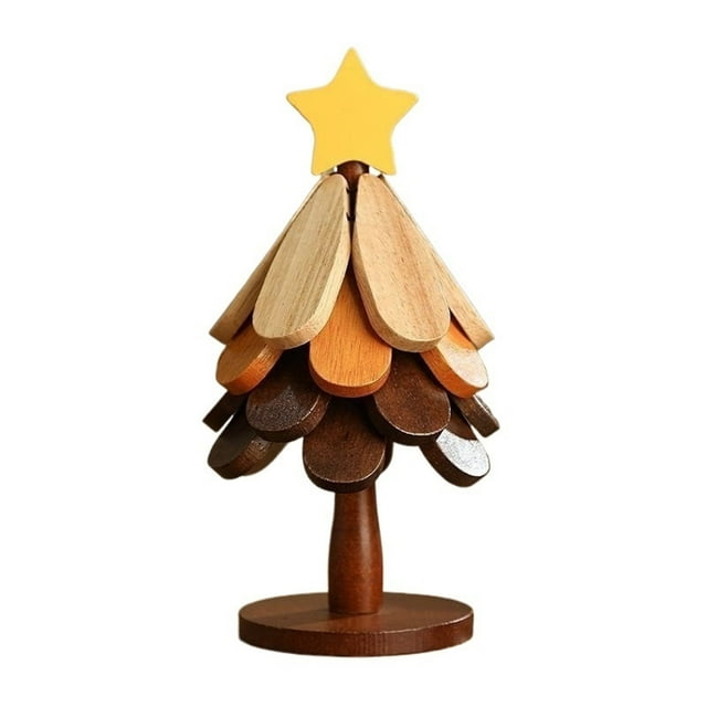 Wooden Trivets for Hot Dishes, Tree Shape Trivet 1Set Like a Christmas Tree, Foldable Kitchen Wooden Trivet