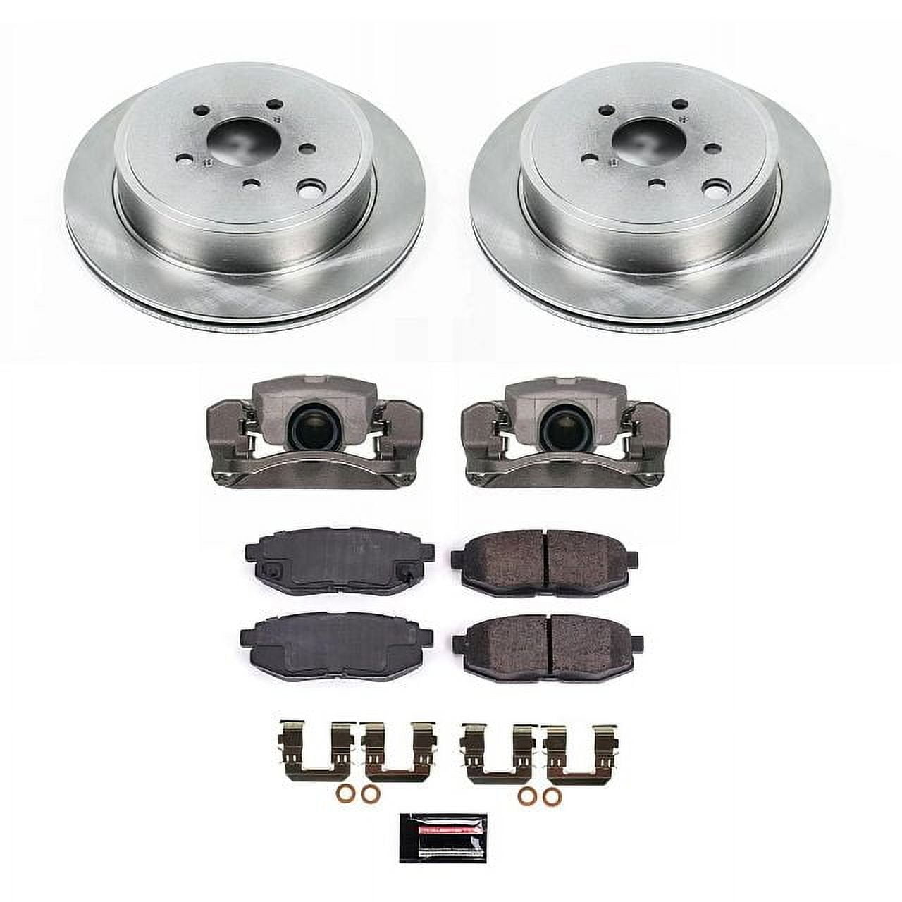 PowerStop Rear Stock Replacement Brake Pad and Rotor Kit with Calipers Fits: SUBARU Select Models KCOE5883A