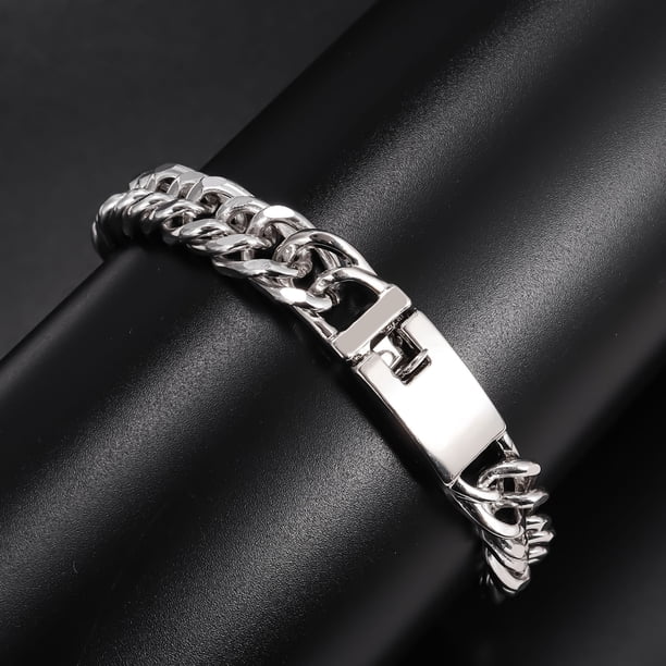 Pulsera de moda chapada en oro de 10 mm, personalizada, agresiva, de aleación galvanizada, con doble hebilla, pulsera atmosférica de moda para hombres