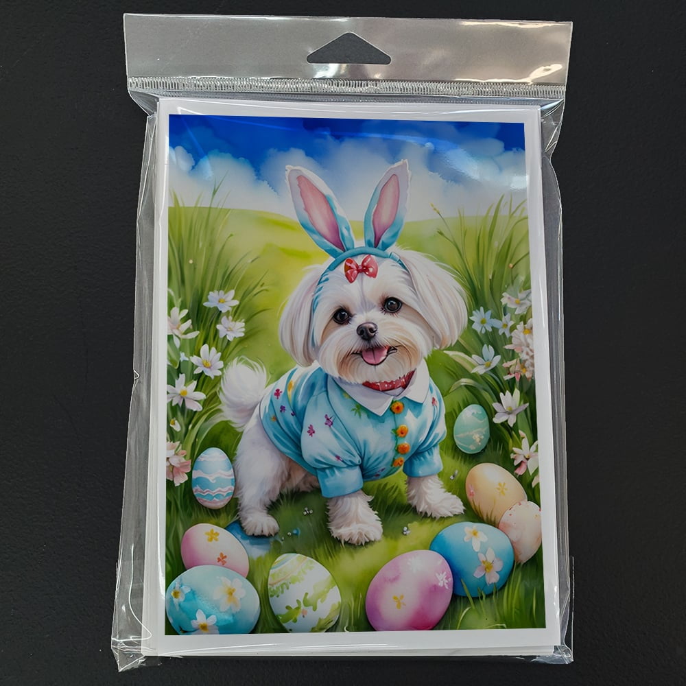 Maltese Easter Egg Hunt Greeting Cards Pack of 8 7 in x 5 in