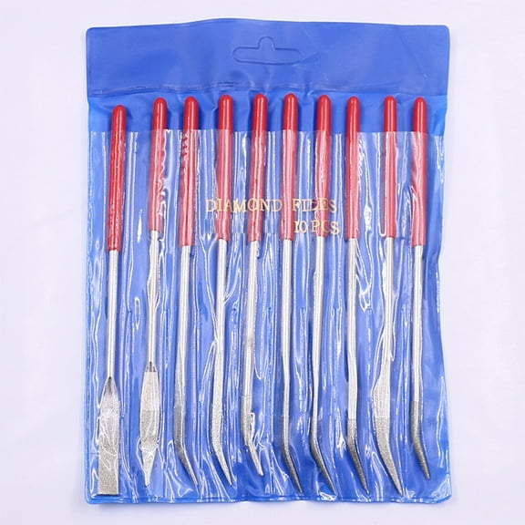 10Pcs/Set Curved Mini Diamond File Set Special Shaped Needle Files 3×140Mm