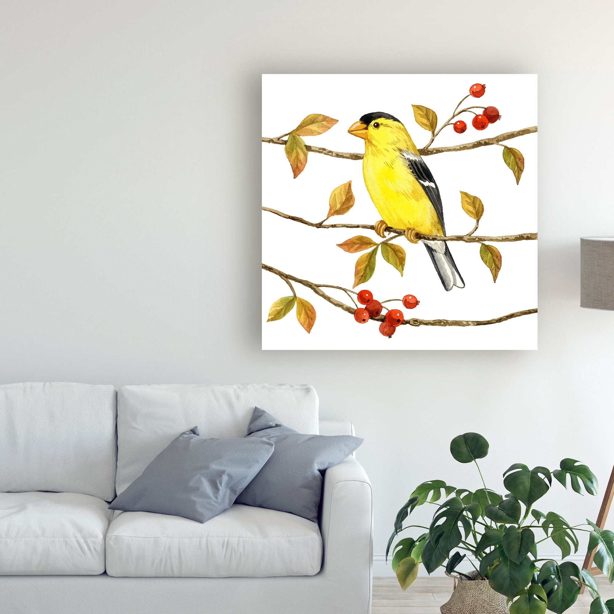 Trademark Fine Art 'Birds And Berries II' Canvas Art by Jane Maday