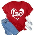 thumbnail image 4 of Mifsaly Valentine's Shirts for Women Bright Heart Print Shirt Loose Crewneck Short Sleeve Tops Pullover Girlfriend Gifts Blouse Funny Festival Party T-Shirt Spring Summer Fashion Teacher Outfits XL, 4 of 8