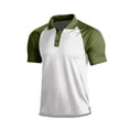 thumbnail image 2 of Hsovts Mens Color Block Polo Shirt- Turndown Collar Breathable Raglan Sleeve Lightweight Summer Casual Short Sleeve Polos Army Green 2XL, 2 of 7