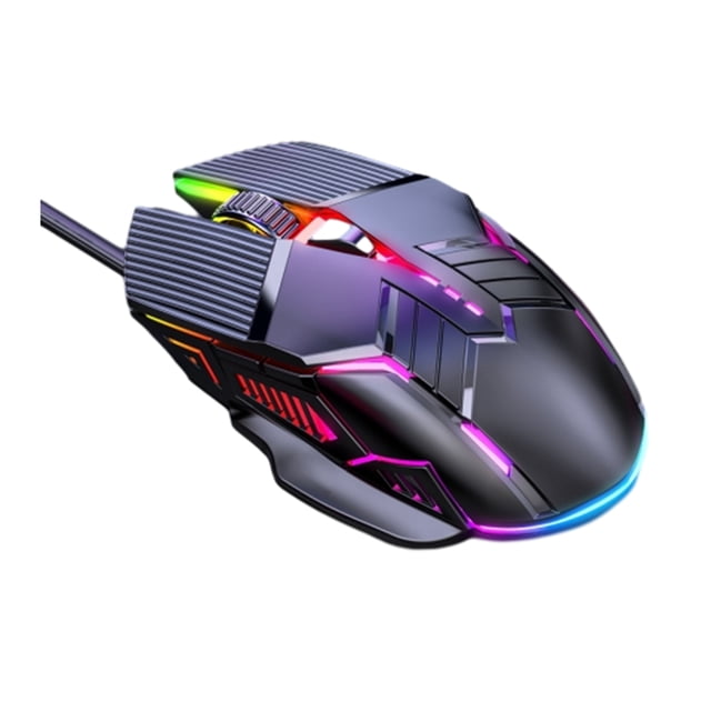Moyic Ratón USB ABS con amplia compatibilidad, ratón RGB para juegos por cable, ordenador portátil y ordenador Videojuegos y accesorios negro sin voz