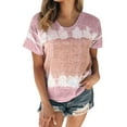 thumbnail image 1 of LUXUR Hauts pour Femmes T-shirt à Blocs de Couleur Col Rond Tee T-shirt Décontracté Manches Courtes Chandail Rose m, 1 of 2