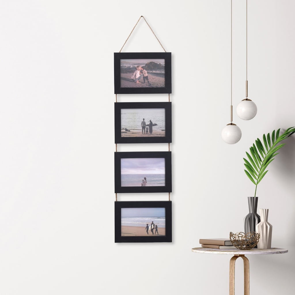Tibvox Collage Picture Frames,4 Openings Hanging Photo Frame Set Display Horizontal Pictures for Wall Decors,4×6inch Photo
