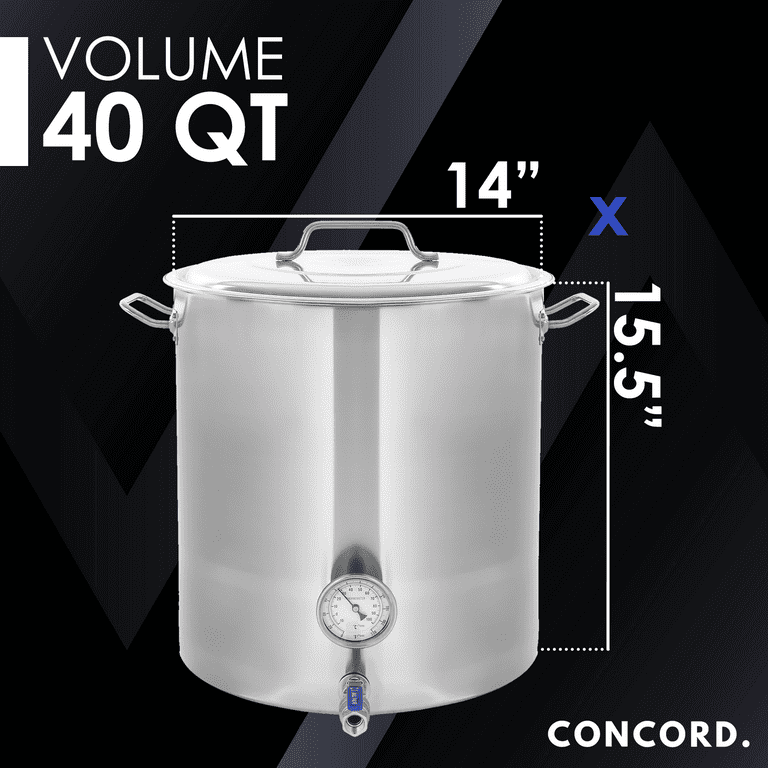 Concord 40 qt. Stainless Steel Stock Pot with Steamer Basket