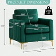 thumbnail image 5 of Dinosisco Accent Armchair for Living Room, Modern Upholstered Club Chair in Green Velvet, 5 of 6