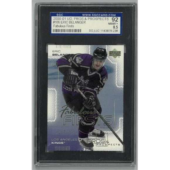 Athlon Sports CTBL-024784 Eric Belanger Los Angeles Kings 2000-01 UD Pros & Prospects Fabulous Firsts Rookie Card RC No.106- SGC Graded 92-8.5 NM & MT