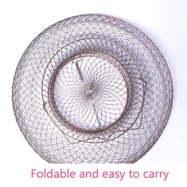 Langgg Gold Tone Folding Spring Design 2 Sections Metal Fishing Keep Net Cage No.04