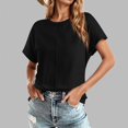 thumbnail image 2 of RMGVDSD Womens Summer Tops Round Neck Solid Color Raglan Short Sleeve Loose Casual Top Fashion Tshirts Shirts, 2 of 4