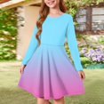 thumbnail image 2 of Inglocry Girls Long Sleeve T-Shirt Dresses Kids Fall A-Line Twirly Skater Dresses Swing Fashion Dress For Girls 5-14 Years Light Blue 3-4Y, 2 of 5