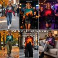 thumbnail image 2 of SHIXINCHIL Ribbed Knit Long Sleeve Shirts for Women Novelty Halloween T-shirt Slim Fit Casual Y2k Crop Tops Spooky Season Festive Tee Top Multicolor M, 2 of 8