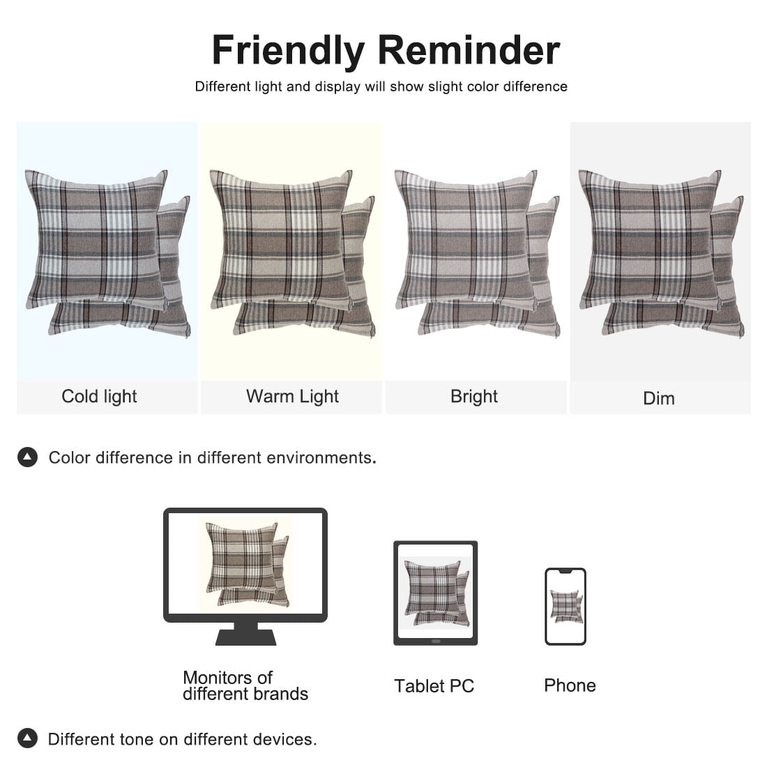 Unique Bargains Plaids Square Decorative Throw Pillow Covers, 2-Pack , 18" x 18" #5