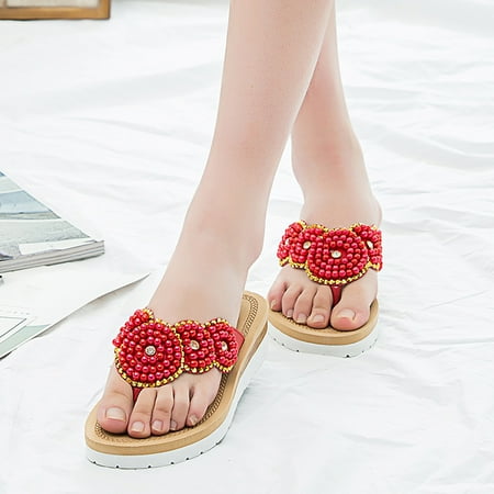 

PEASKJP Wedges Sandals for Women Women Summer New Pattern Non-Slip Flat Bottom Versatile Beach Sandals Slide Casual Summer Shoes RD1 10