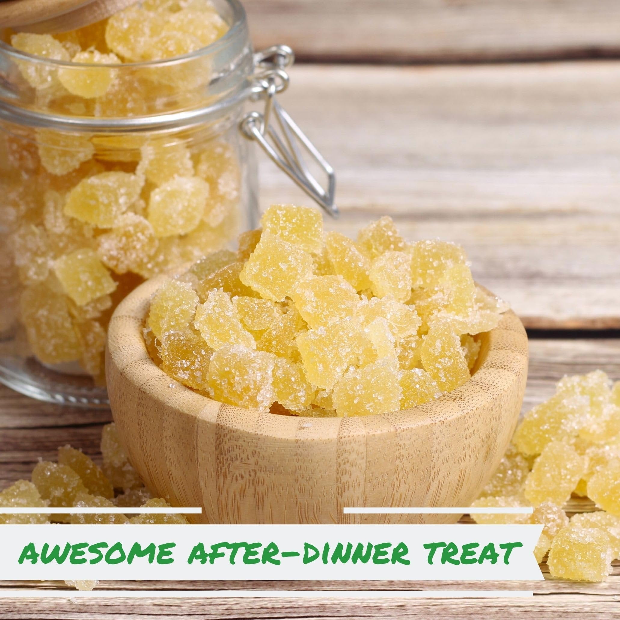 Crystallized Ginger Dices by It's Delish, 2 Lbs Bulk Bag  Candied Dried Ginger Fruit Chews Natural Candy, Ginger Root with Sugar Crystals, Unsulphured, No Color Added - Healthy Snack, Vegan, Kosher