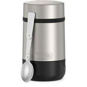 Thermos Stainless Steel Food Jar with folding Spoon, Matte Steel, 18 Ounce