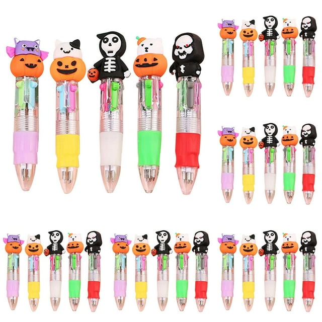 AKEGAMN Clearance! Multicolor Pens In One 4 In 1 Cute Pens For Kids Ballpoint Pen For Birthdays And Children's Parties Fun Assorted Ink Kawaii Pen 10ml 【Adorable Design】cute Halloween ballpoint pens
