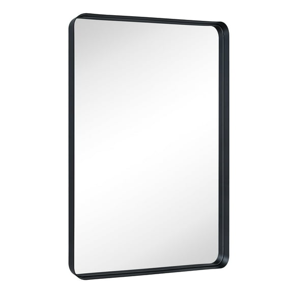 TEHOME Contemporary Black Bathroom Mirror, 30x48 Inches, Metal Framed Rectangle Vanity Mirror