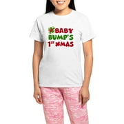 CafePress - Baby Bump 1St Christmas Pajamas - Women's Short Sleeve Print T-Shirt and Pants Light Cotton Pajama Set