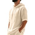 thumbnail image 4 of Men's Linen Hoodies Elbow Length Sleeve Pullover Hooded Shirts Summer Causal Beach Vacation Hoodies, S, 4 of 7
