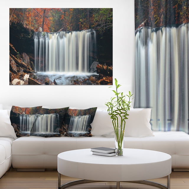 Automne Cascade avec Feuillage Coloré - Art Mural Moderne sur Toile