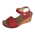 thumbnail image 5 of Rokment Womens Wedges Dressy Sandals 2026 Summer Trendy Casual Ladies Leather Open Toe Platform Arch Support Orthopedic High Heels Walking Dress Sandals Beach Red Size 9, 5 of 6