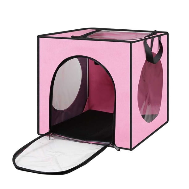 Greeniant Bolsa para el pelo de mascotas, bolsas sólidas, plegable, portátil, pequeña, cómoda, caja de seguridad, accesorios para cachorros Suministros para perros Rosa
