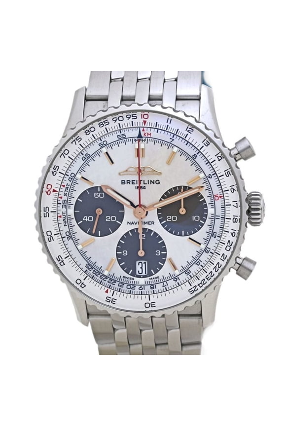 Pre-Owned BREITLING Navitimer B01 Chronograph 41 AB0139211A1A1 AB0139 White Shell Men's Watch,...