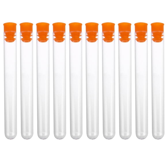 EeaseCA 50 Pcs Éprouvette en Plastique Transparente pour Expériences Scientifiques, Rangement de Bonbons pour Fête avec Capuchon (Couleur Aléatoire)