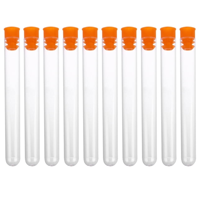 CIMAXIC Party 50Pcs Plastic Clear Test Tube for Scientific Experiments Party Candy Storage with Cap(Random Color),3.94"X0.47"X0.47"