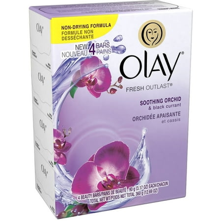 OLAY Fresh Outlast Beauty Bar, Soothing Orchid & Black Currant 3.17 oz, 4 (Best Black Soap Brand)