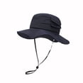 thumbnail image 2 of Taylonsss Unisex Foldable Sun Hat Solid Color Breathable Adjustable Drawstring Outdoor Hiking Fishing Cap for UPF50+ Protection, 2 of 2