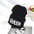 thumbnail image 3 of King & Queen Beanies Knit Cap Embroidery Thick Warm Winter Hats for Men Women, 3 of 4