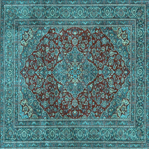 Ahgly Company Indoor Square Persian Light Blue Traditional Area Rugs, 4' Square