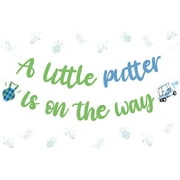 Golf Baby Shower Party Decor A Little Putter is On the Way Banner Blue Green Golf Themed Banner Garland Golf Par-Tee Time Baby Shower Supplies for Golf Sports Baby Shower Gender Reveal