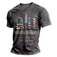 thumbnail image 2 of Men's Vintage 911 Memorial Never Forget American Flag Honor Faith Hope V Tshirt Dark Gray,M, 2 of 5