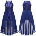 thumbnail image 2 of renvena Kids Girls Junior Bridesmaid Chiffon Wedding Birthday Party Long Gown Dress 6-16 A Navy Blue 6, 2 of 7